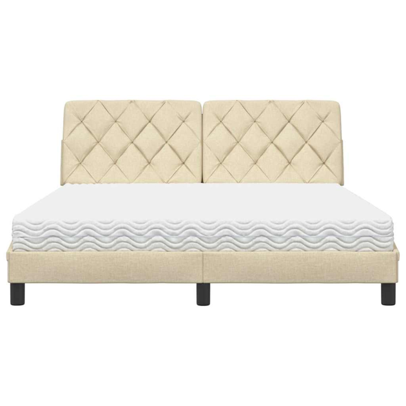 Bett mit Matratze Creme 160x200 cm Stoff