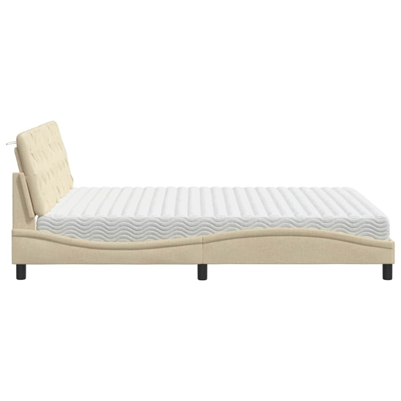 Bett mit Matratze Creme 160x200 cm Stoff