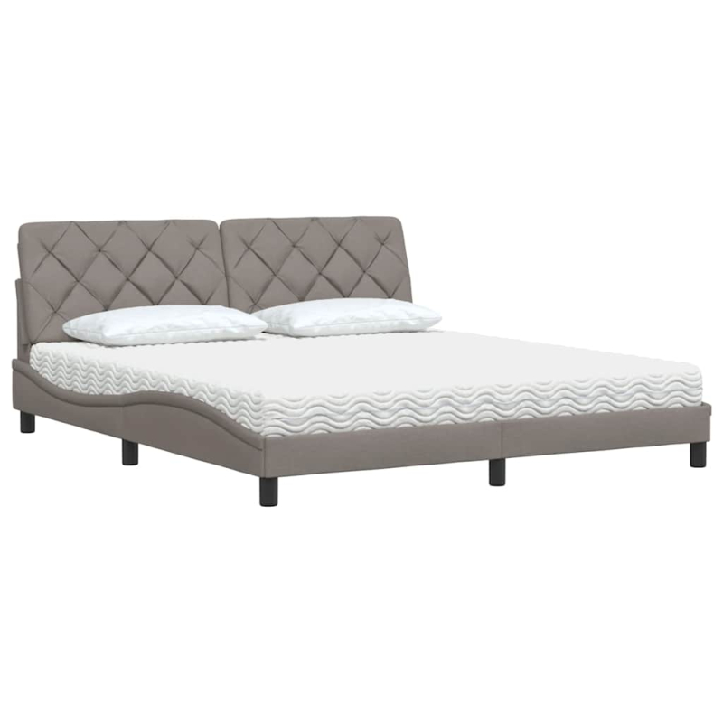 Bett mit Matratze Taupe 180x200 cm Stoff