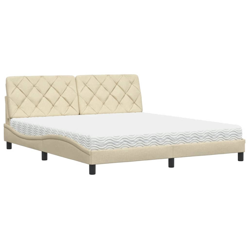 Bett mit Matratze Creme 180x200 cm Stoff