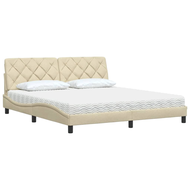 Bett mit Matratze Creme 180x200 cm Stoff