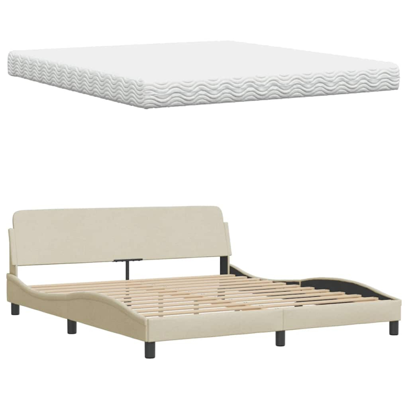 Bett mit Matratze Creme 180x200 cm Stoff