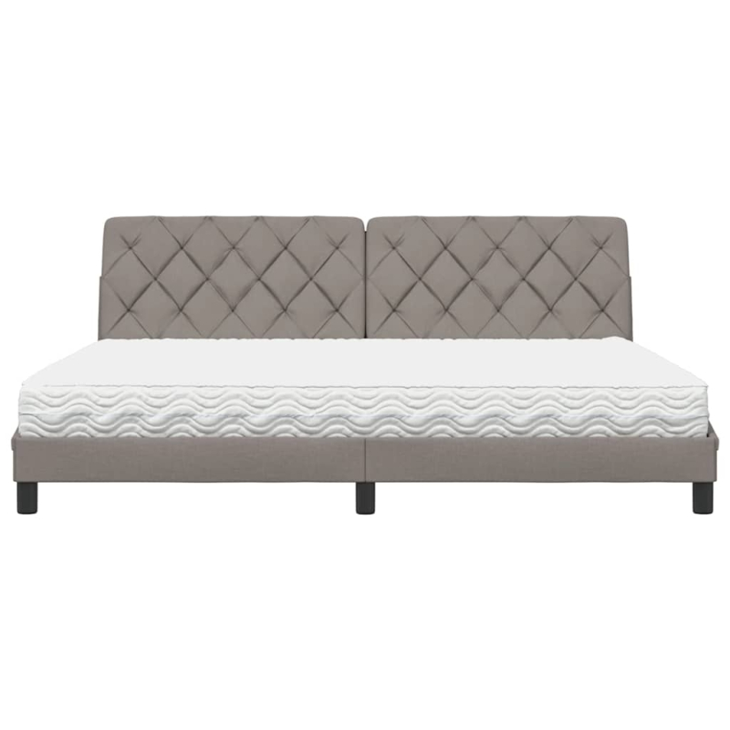 Bett mit Matratze Taupe 200x200 cm Stoff
