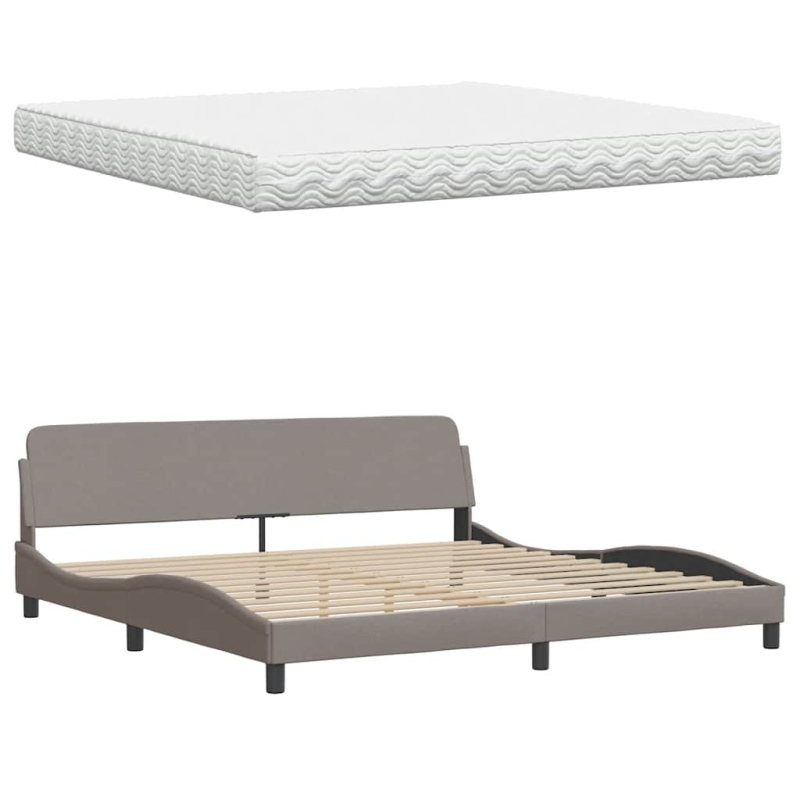 Bett mit Matratze Taupe 200x200 cm Stoff