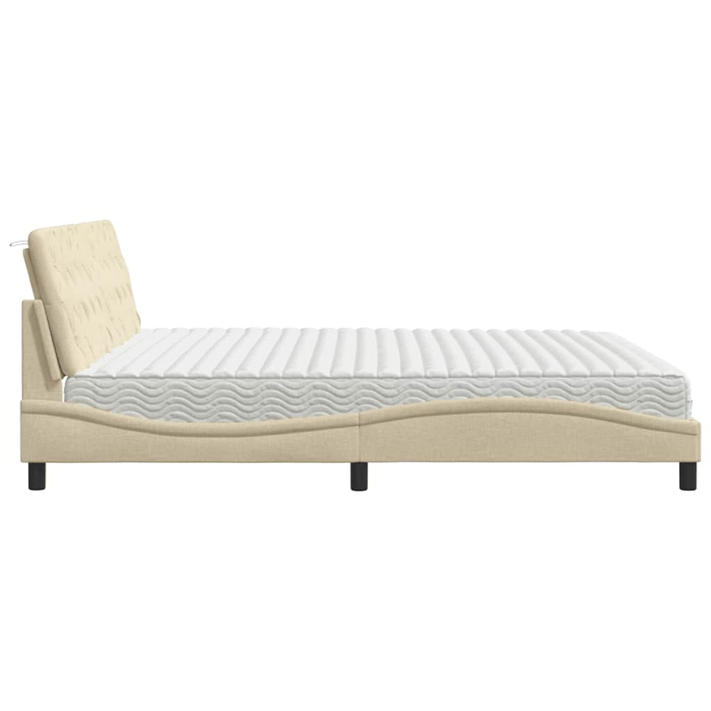 Bett mit Matratze Creme 200x200 cm Stoff