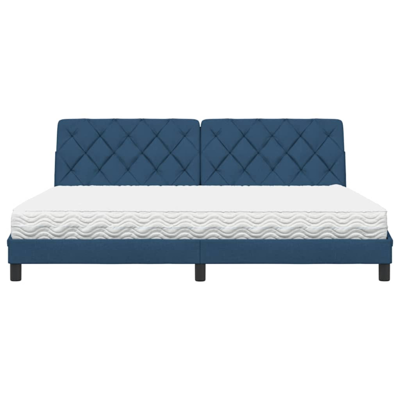 Bett mit Matratze Blau 200x200 cm Stoff