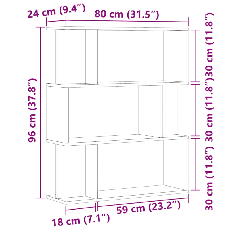 Bücherregal Artisan-Eiche 80x24x96 cm Holzwerkstoff