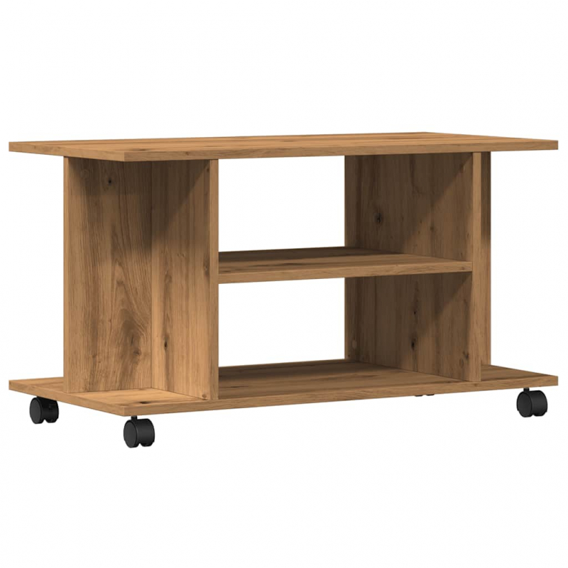 TV-Regal mit Rollen Artisan-Eiche 80x40x45 cm Holzwerkstoff