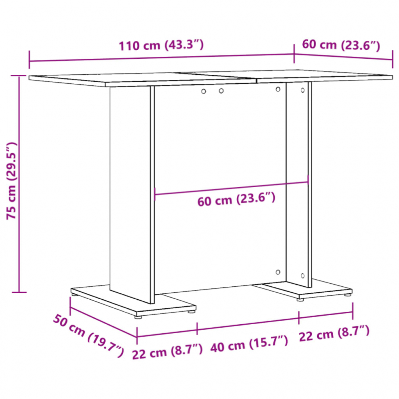 Esstisch Altholz-Optik 110x60x75 cm Holzwerkstoff