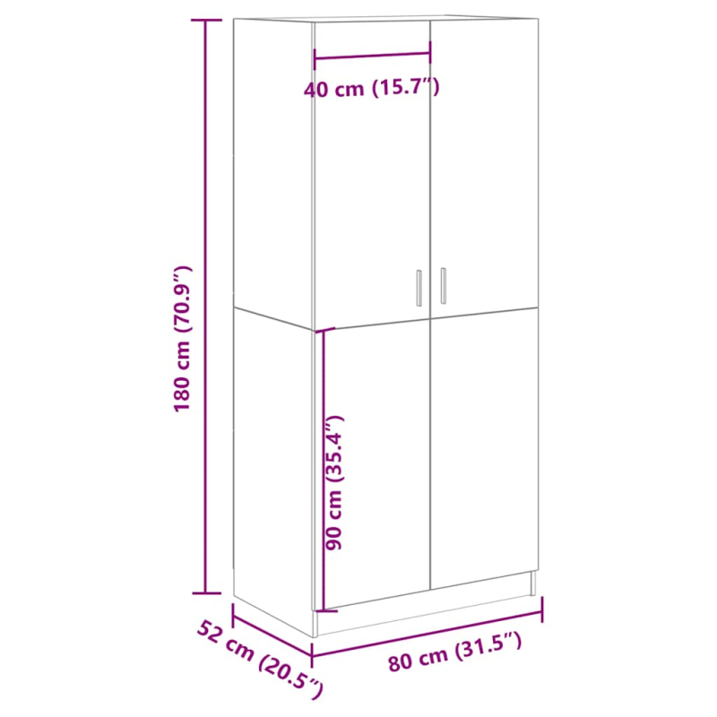 Kleiderschrank Artisan-Eiche 80x52x180 cm Holzwerkstoff