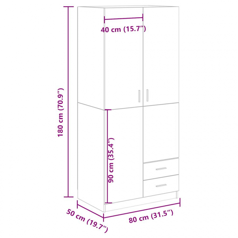 Kleiderschrank Artisan-Eiche 80x52x180 cm Holzwerkstoff