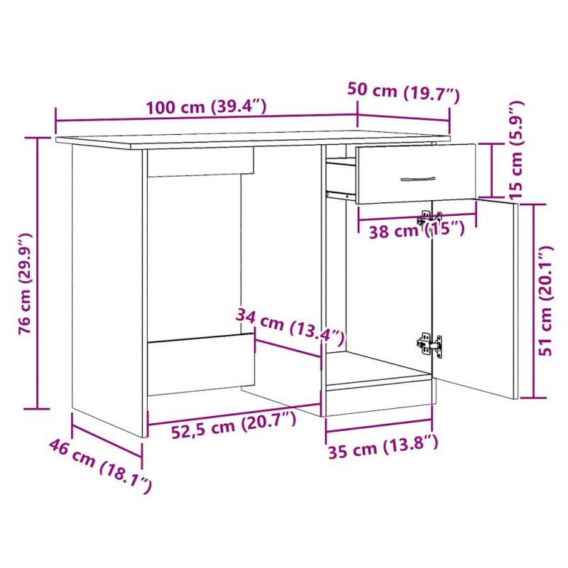 Schreibtisch Altholz-Optik 100x50x76 cm Holzwerkstoff