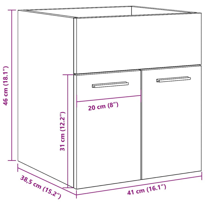 Waschbeckenschrank Artisan-Eiche 41x38,5x46 Holzwerkstoff