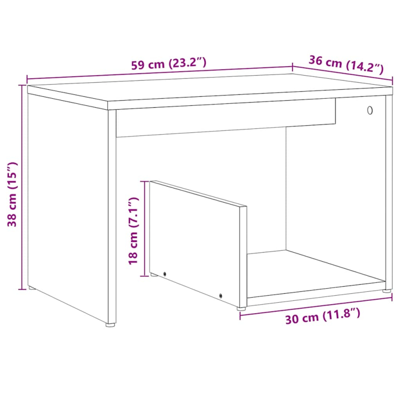 Beistelltisch Artisan-Eiche 59x36x38 cm Holzwerkstoff