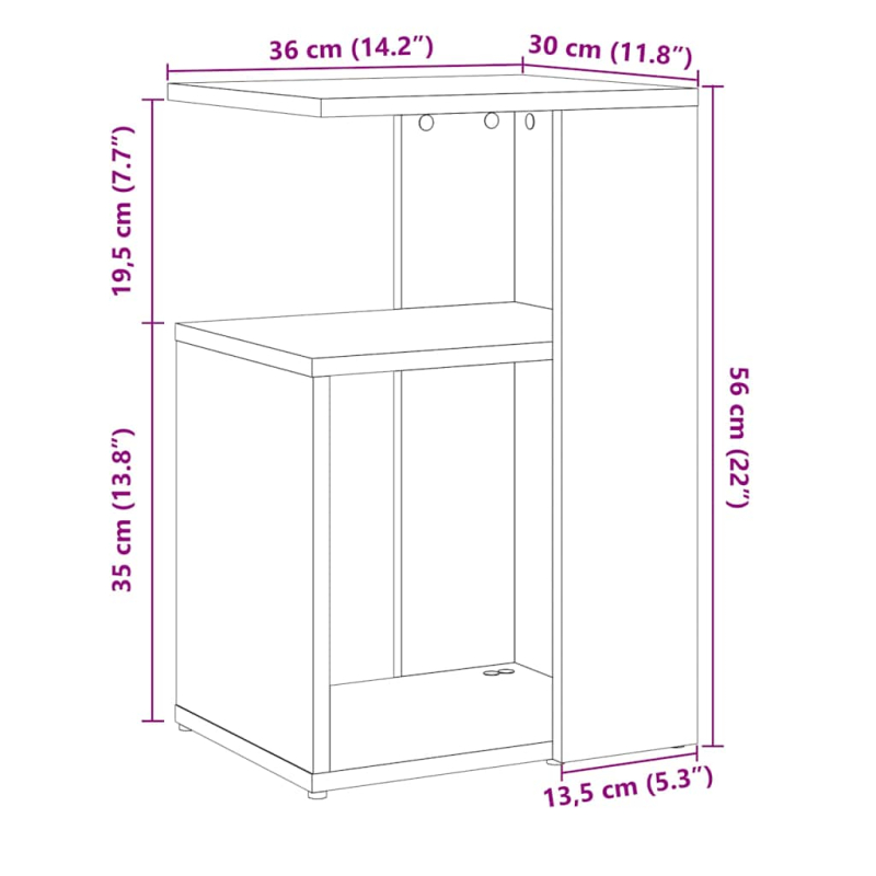 Beistelltisch Artisan-Eiche 50x30x50 cm Holzwerkstoff