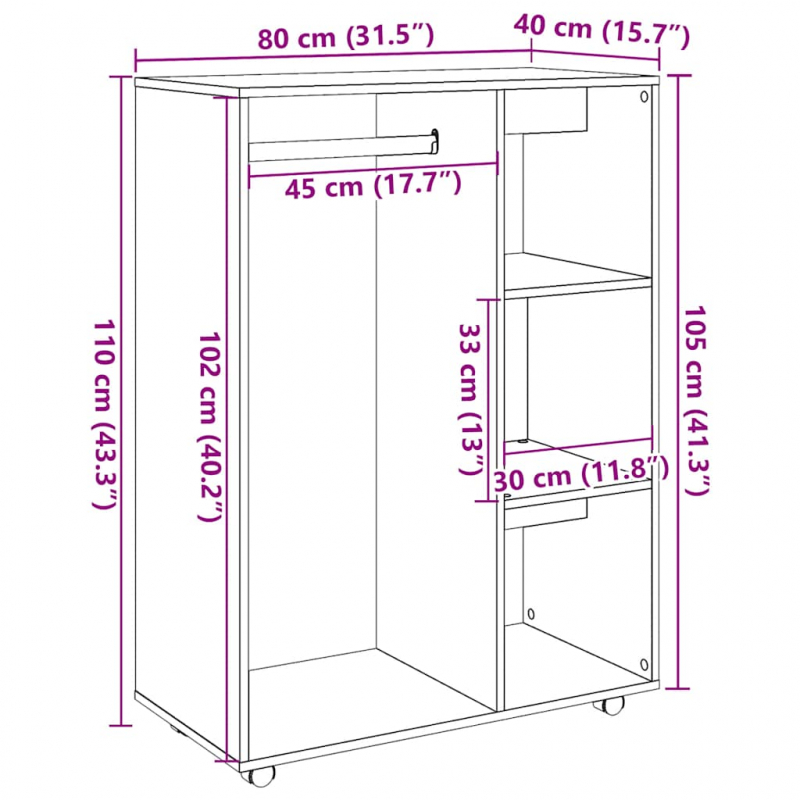 Kleiderständer Altholz-Optik 80x40x110 cm Holzwerkstoff