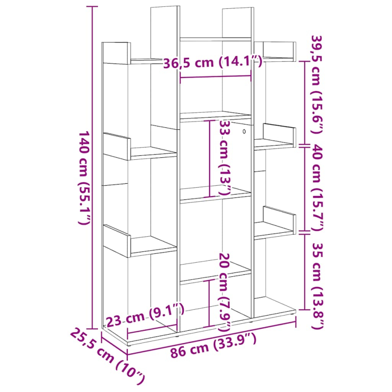 Bücherregal Artisan-Eiche 86x25,5x140 cm Holzwerkstoff