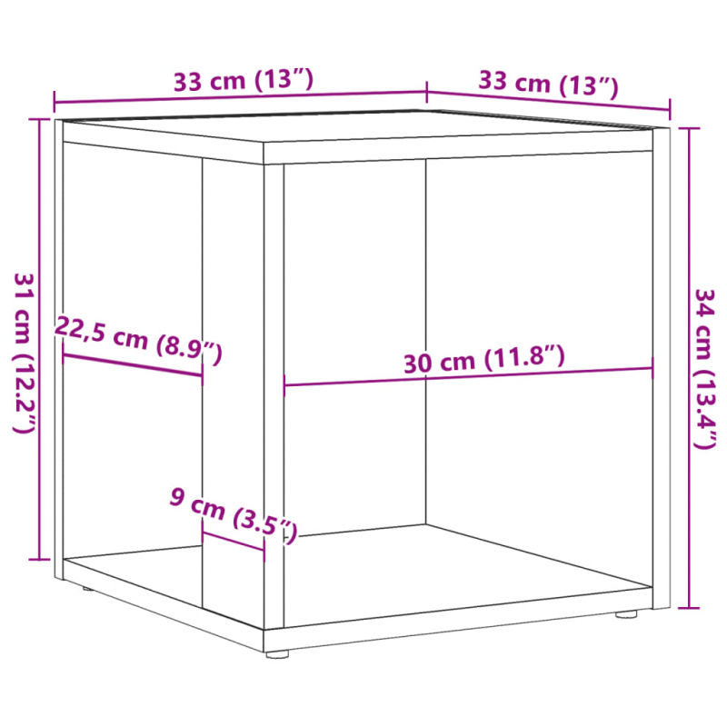 Beistelltisch Artisan-Eiche 33x33x34 cm Holzwerkstoff