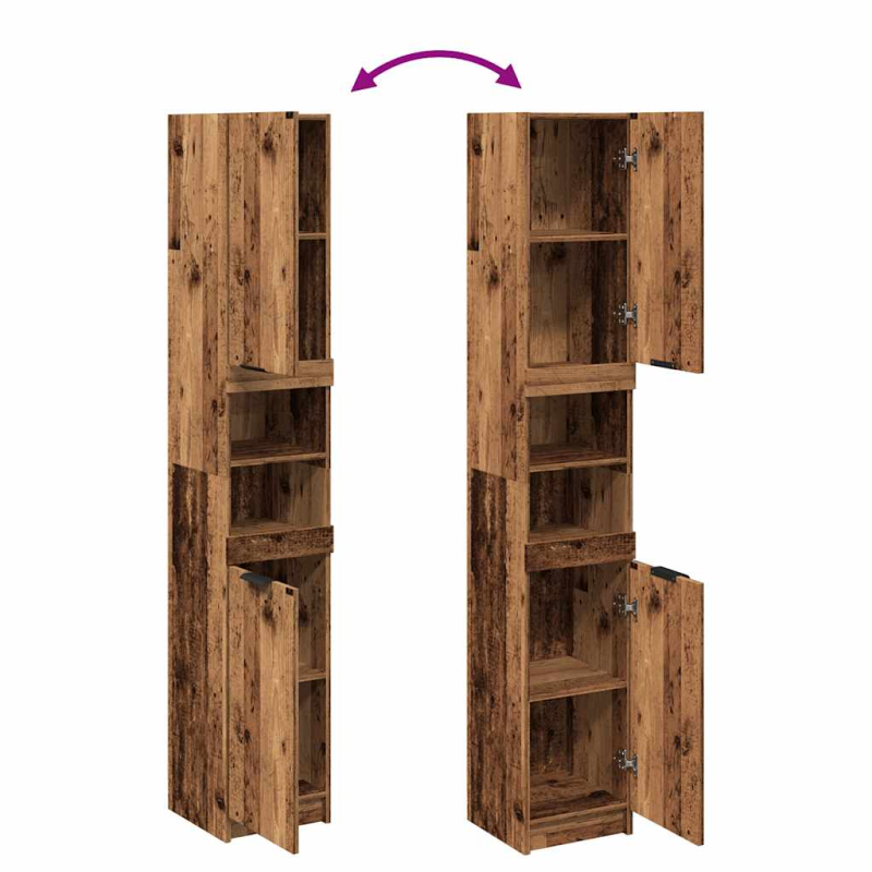 Badschrank Altholz-Optik 32x34x188,5 cm Holzwerkstoff