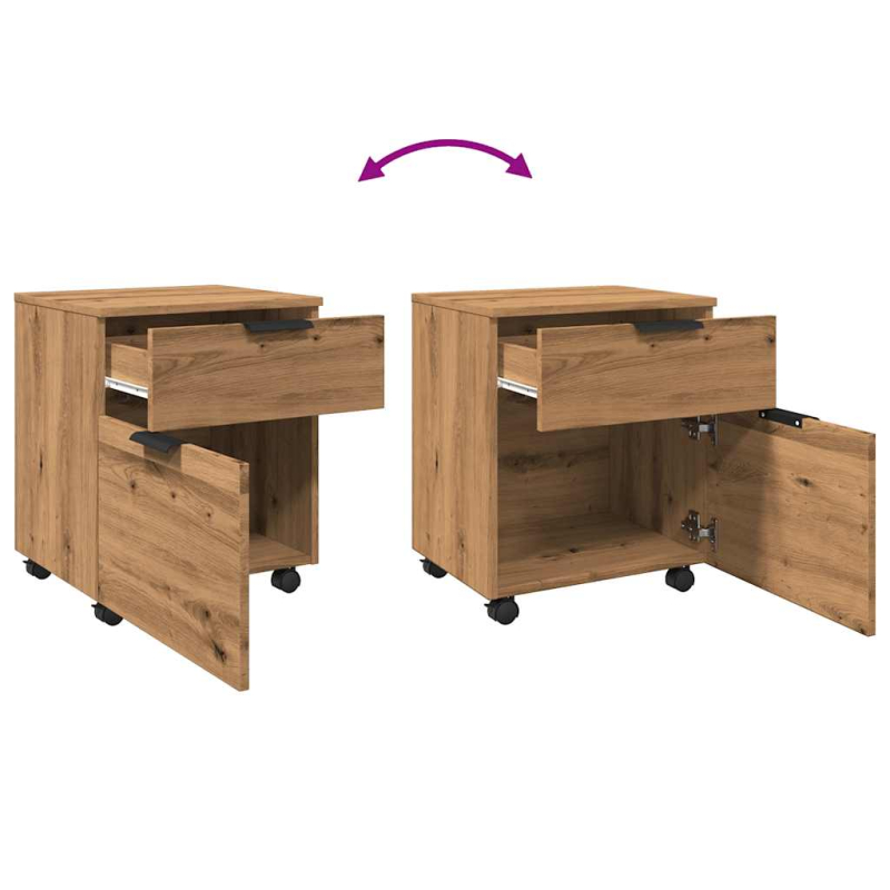 Mobiler Aktenschrank mit Rollen Artisan Eichen-Optik 45x38x54cm