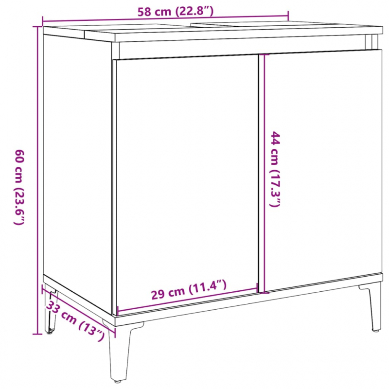 Waschbeckenunterschrank Altholz-Optik 58x33x60 cm Holzwerkstoff