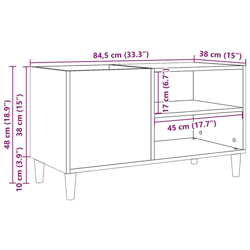 Plattenschrank Artisan-Eiche 84,5x38x48 cm Holzwerkstoff