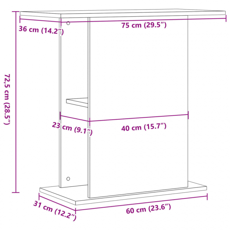 Aquariumständer Altholz-Optik 36x75x72,5 cm Holzwerkstoff