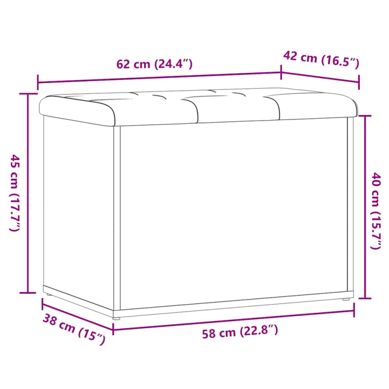 Sitzbank mit Stauraum Artisan-Eiche 62x42x45 cm Holzwerkstoff