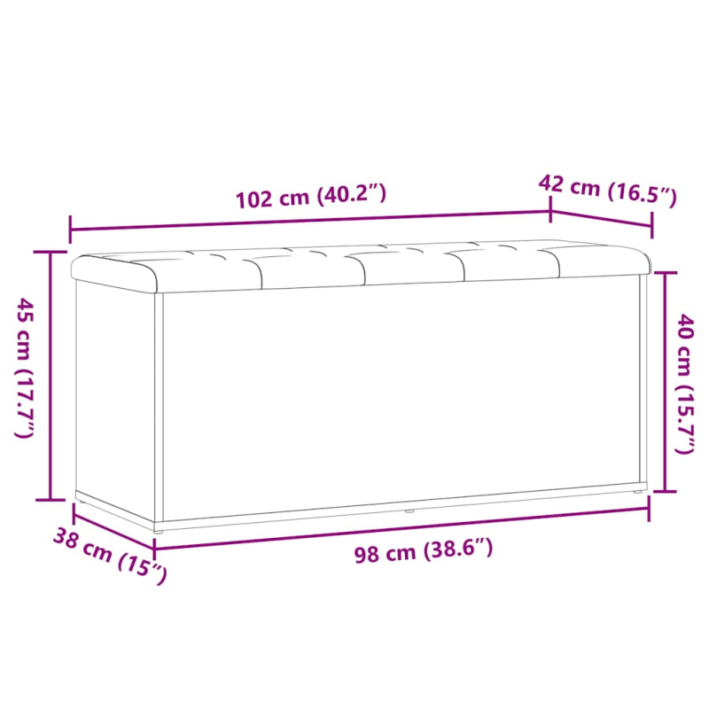 Sitzbank mit Stauraum Altholz-Optik 102x42x45 cm Holzwerkstoff