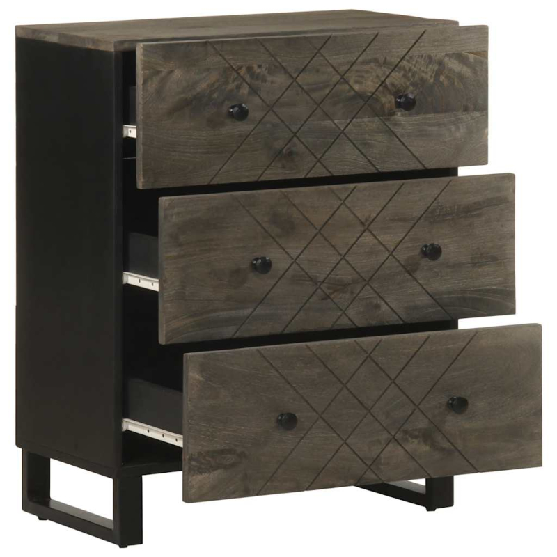 Sideboard Schwarz 60x33x75 cm Massivholz Mango