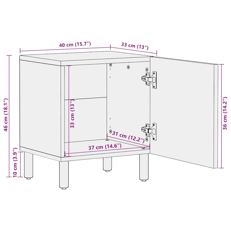 Nachttische 2 Stk. 40x33x46 cm Massivholz Akazie