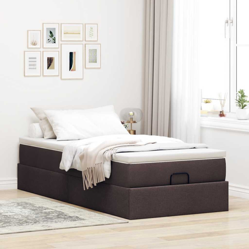 Ottoman-Bett mit Matratze Dunkelbraun 80x200 cm Stoff