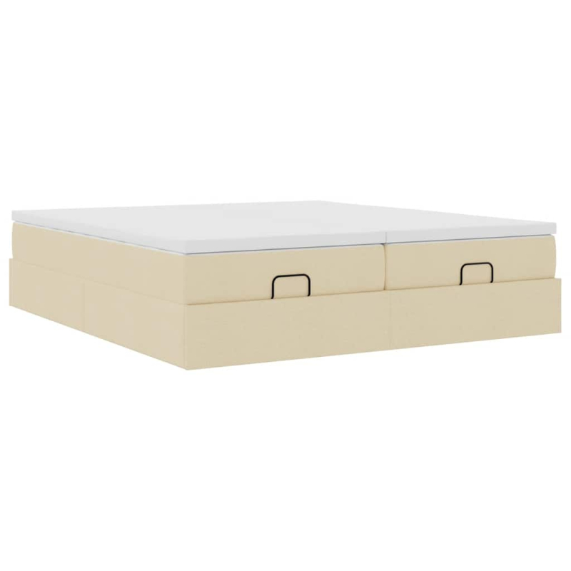 Ottoman-Bett mit Matratzen Creme 200x200 cm Stoff