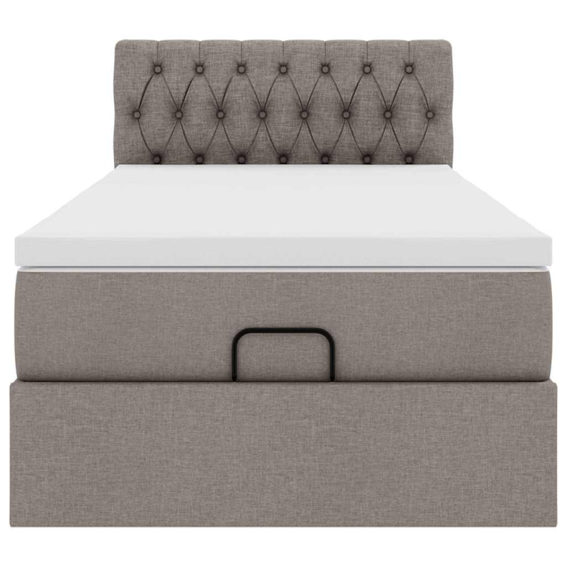Ottoman-Bett mit Matratze Taupe 90x190 cm Stoff