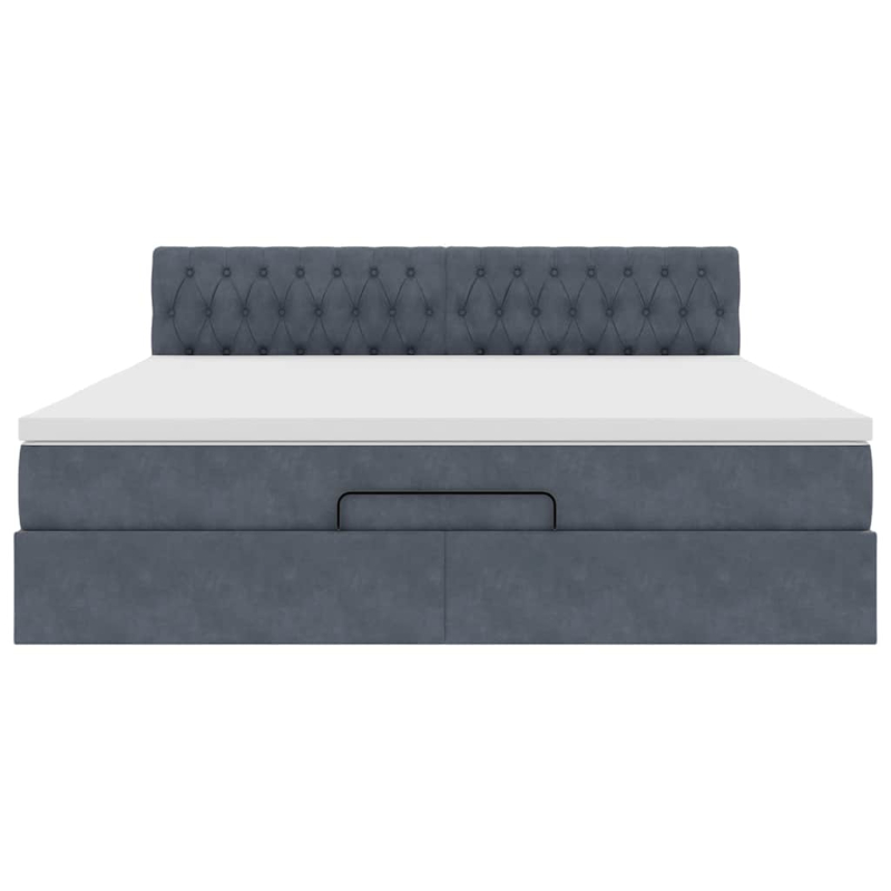 Ottoman-Bett mit Matratze & LEDs Dunkelgrau 160x200 cm Samt