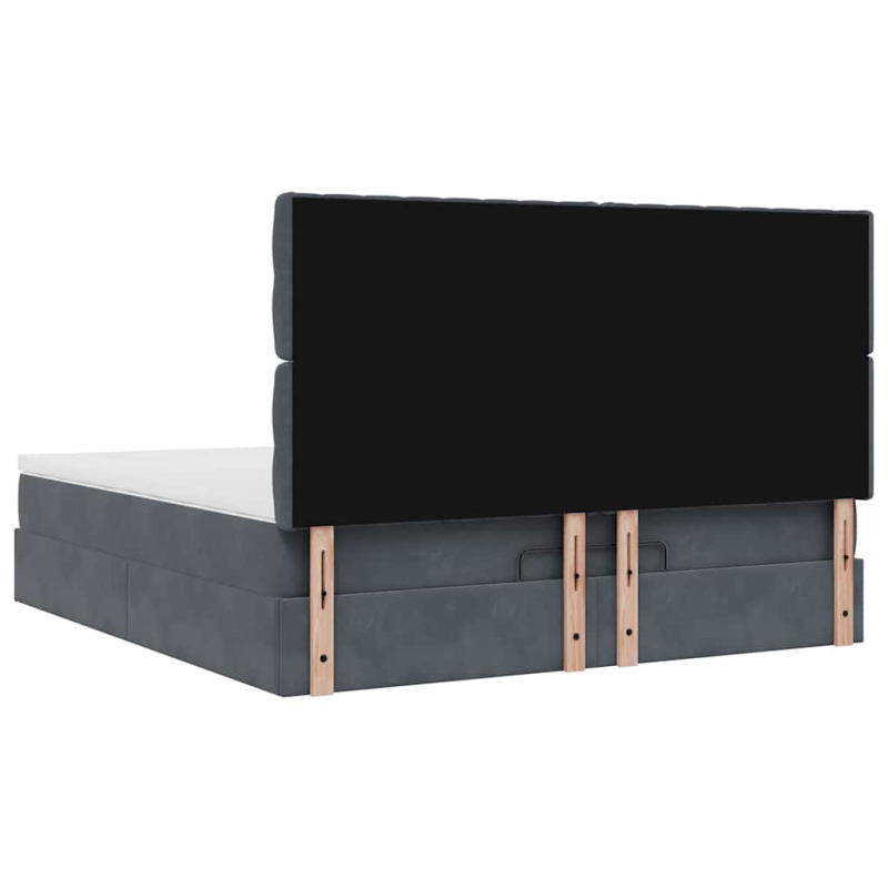 Ottoman-Bett mit Matratzen Dunkelgrau 160x200 cm Samt