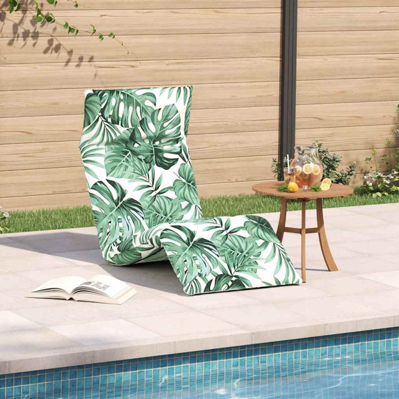 Sonnenliege Klappbar Blattmuster 175x54x8,5 cm Oxford-Gewebe