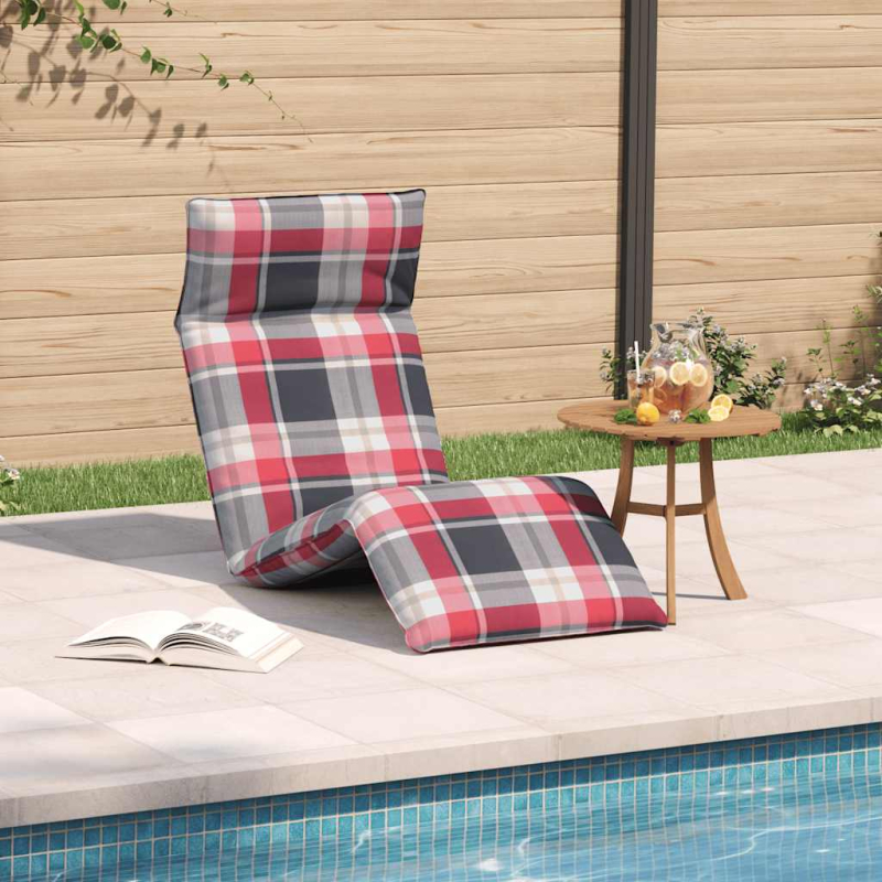 Sonnenliege Klappbar Rot Karomuster 175x54x8,5 cm Oxford-Gewebe