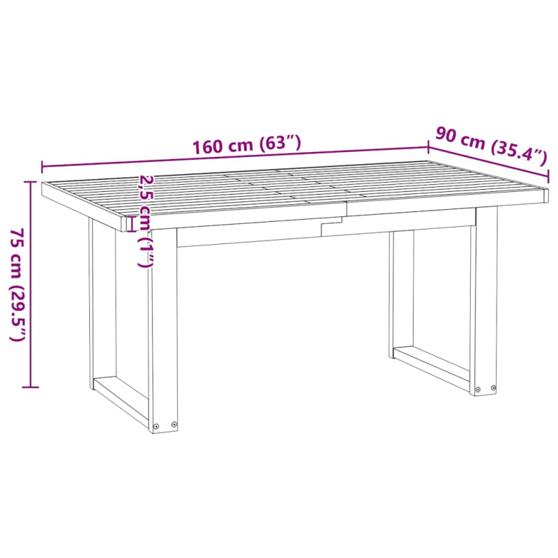 Esstisch NOAIN U-Form-Beine 160x90x75 cm Massivholz Kiefer