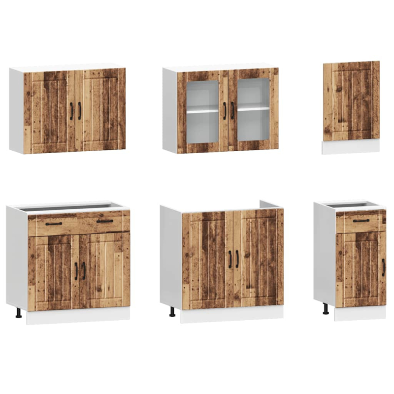 7-tlg. Küchenschrank-Set Kalmar Altholz-Optik Holzwerkstoff