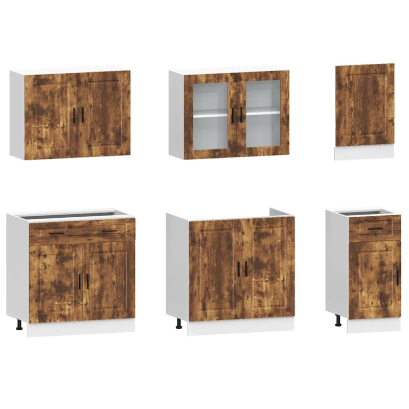7-tlg. Küchenschrank-Set Kalmar Räuchereiche Holzwerkstoff