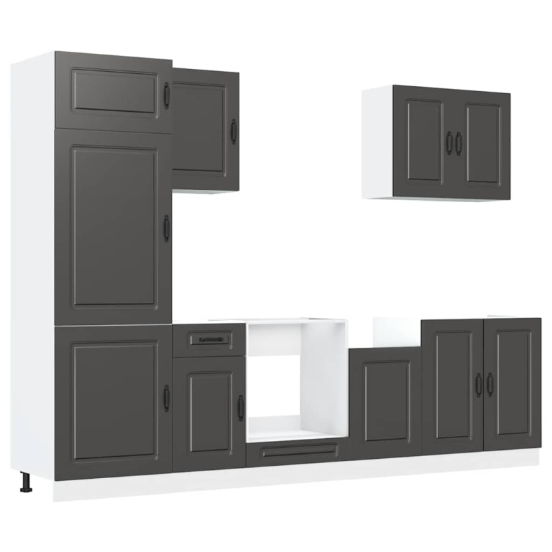 7-tlg. Küchenschrank-Set Kalmar Schwarz Holzwerkstoff