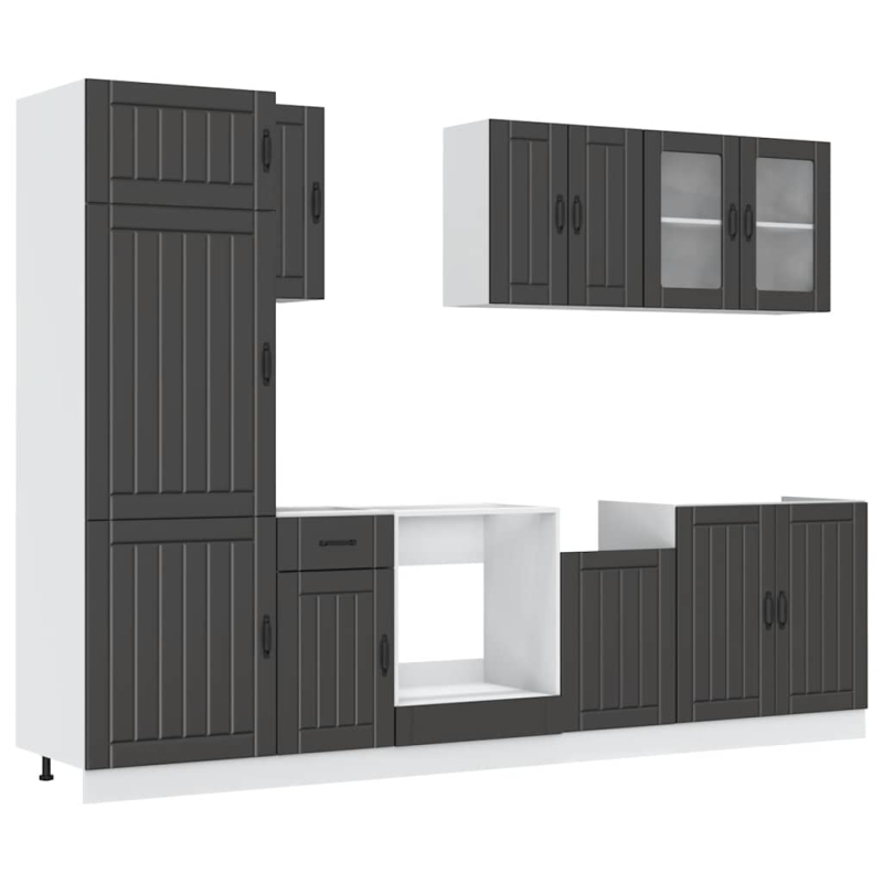 8-tlg. Küchenschrank-Set Kalmar Schwarz Holzwerkstoff