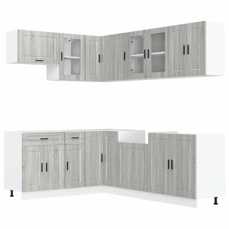 11-tlg. Küchenschrank-Set Porto Grau Sonoma Holzwerkstoff