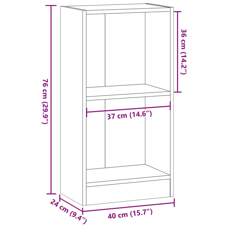 Bücherregal Grau Sonoma 40x24x76 cm Holzwerkstoff