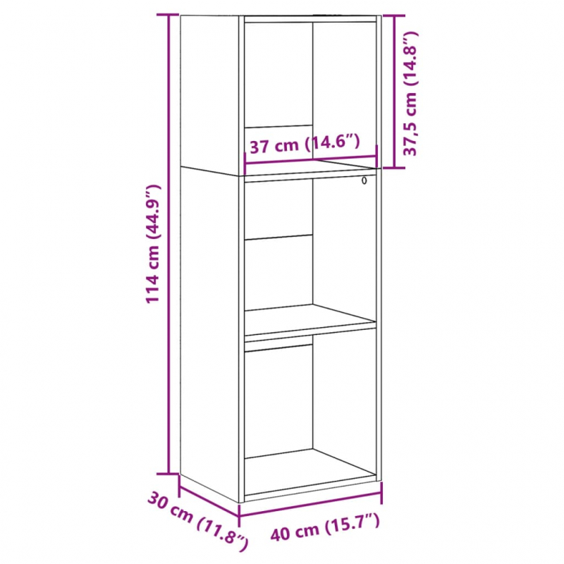 Bücherregal Betongrau 40x30x114 cm Holzwerkstoff