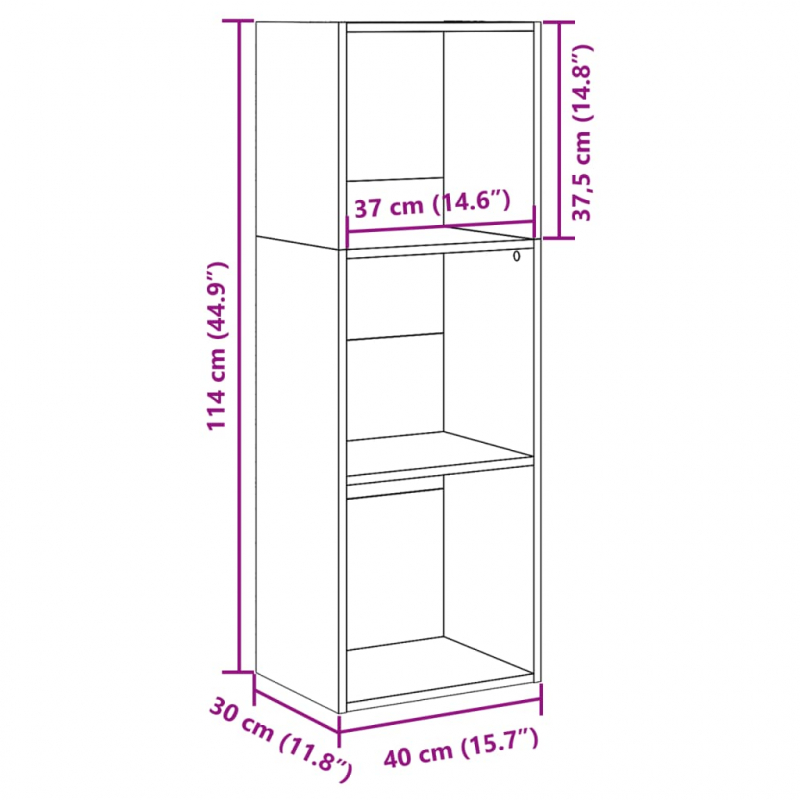 Bücherregal Braun Eichen-Optik 40x30x114 cm Holzwerkstoff