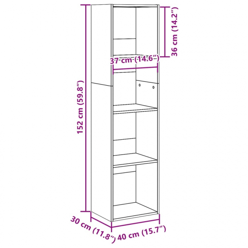 Bücherregal Braun Eichen-Optik 40x30x152 cm Holzwerkstoff