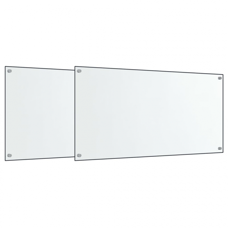 Küchenrückwände 2 Stk. Transparent 80x60 cm Hartglas