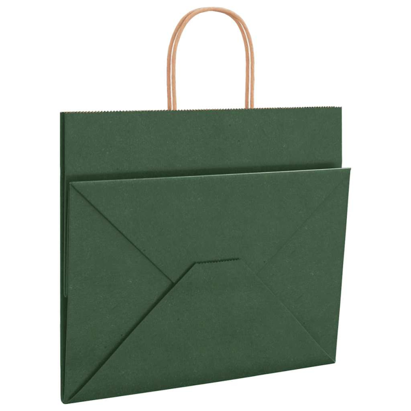 Papiertragetaschen 50 Stk. mit Henkeln Grün 32x22x28 cm